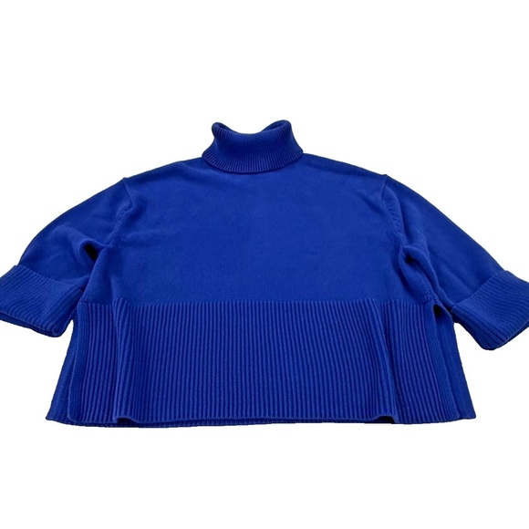 GAP Benton Turtleneck Sweater Boxy Split Hem; Blue; Women's Size Medium - Picture 5 of 6